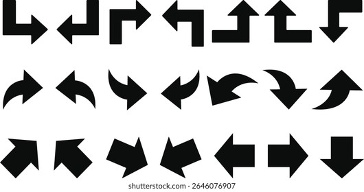 Black arrow vector icon pack. Arrow icon. Arrow vector collection. Doddle arrow set, collection of arrows.Collection different arrows sign. Vector Arrows set. Set simple arrows isolated on white back.