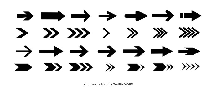 Black arrow vector icon pack. Arrow mark icons. Arrow paint - stock vector.Arrow And Cursor Icons.