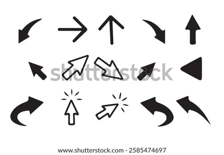 Black arrow vector icon pack. Arrow vector collection.  Modern simple arrows. Vector illustration eps 10 