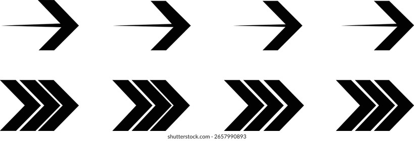 Conjunto de iconos de Vector de flecha negra. Conjunto de iconos de flecha. Ilustración de Vector perfecto de píxeles EPS 10.