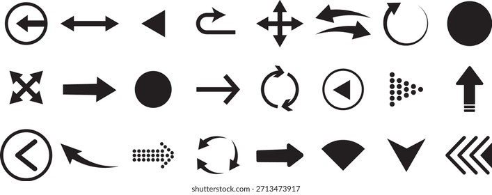 Seta preta sinal de ícone de vetor, símbolo de sinal de rolagem, Coleção diferentes setas web, design, gráfico,
