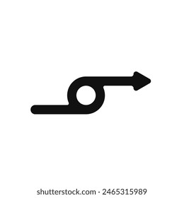 Black arrow vector. Twisted right arrow icon. Direction arrow vector icon. Direction indicator arrow vector. Vector illustration.
