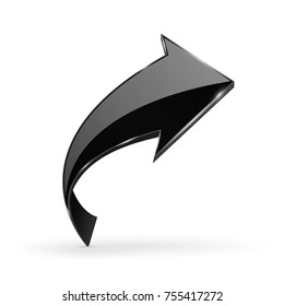 Black UP arrow. Web 3d shiny icon. Vector ilustration isolated on white background