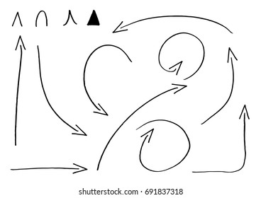 Black arrows and arrowheads isolated on a white background vector