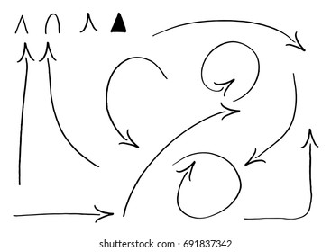 Black arrows and arrowheads isolated on a white background vector