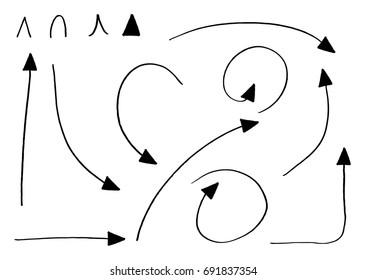 Black arrows and arrowheads isolated on a white background vector