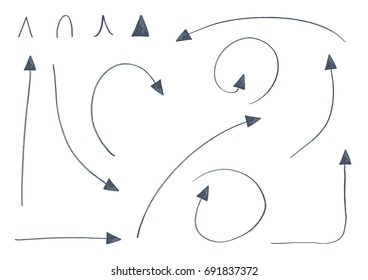 Black arrows and arrowheads isolated on a white background vector