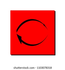 Black arrows circular motion, red square sign, vector