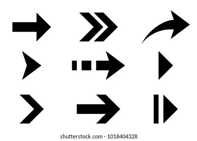 Black arrows. Collection of flat icons. Vector illustration isolated on white background