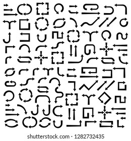 Black arrows. Collection of flat icons. Vector illustration isolated on white backgound