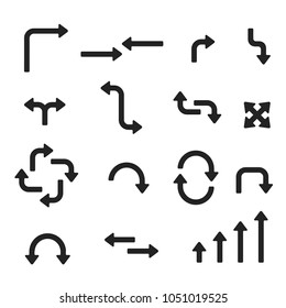 Black arrows combinations. Vector illustration isolated on white background