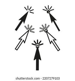 black arrows cursors set. Computer interface. Search icon. Vector illustration. Stock image.