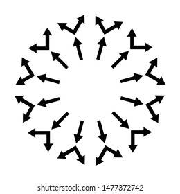 Black arrows design element round shape circle pattern isolated on white vector sign symbol
