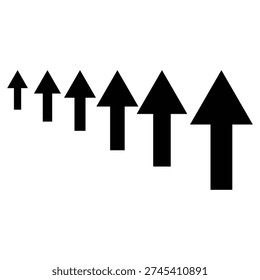 Black arrows of different sizes pointing upwards