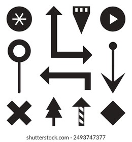 Flechas negras iconos planos Ilustración vectorial