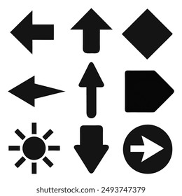 Schwarze Pfeile flache Symbole Vektorillustration