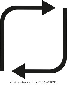 Black arrows forming a continuous loop in a square configuration - stock vector