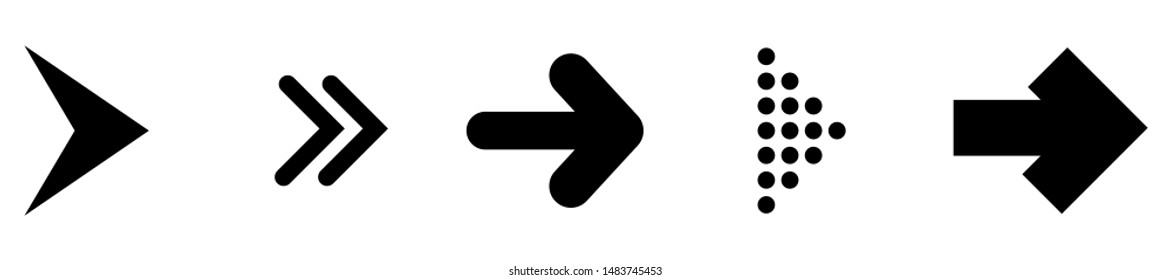 Black Arrows icon set isolated on white background