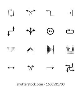 Black arrows icon set, pointers for navigation. Vector symbol for web design.