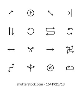 Black arrows icon set, pointers for navigation. Vector symbol for web design.