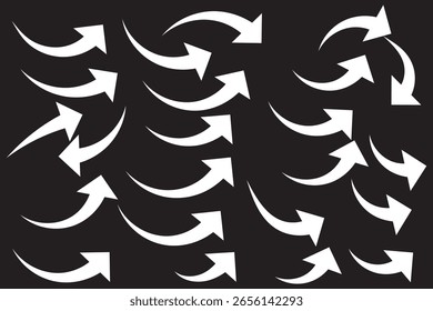 Black arrows icon vector set. Bold arrow symbol curved flat design isolated