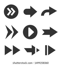 Black arrows icons isolated ob white. Web design ready. Vector illustration ESP10