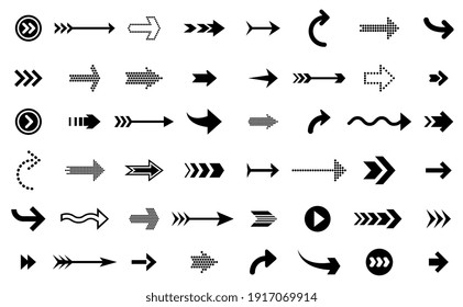 Black arrows icons. Modern arrow up, direction sign graphic symbols. Infographic up down elements, pointer or interface cursor recent vector set