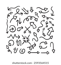  Black Arrows Isolated Hand drawn  mark icons vector