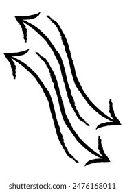 Flechas negras aisladas sobre fondo blanco. Ilustración vectorial. Elemento para el Diseño gráfico. Indicador de dirección