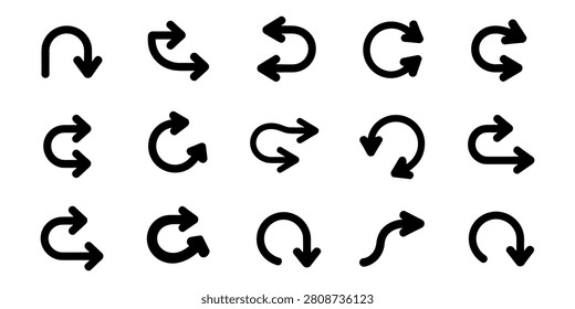 Black arrows on white background curved arrows directional arrows
