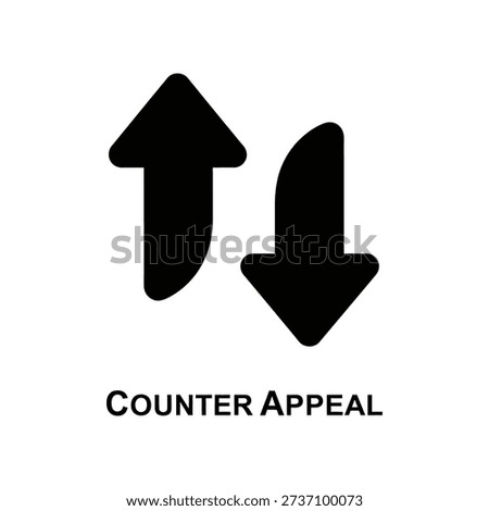 Black arrows pointing up and down with 'Counter Appeal' text, symbolizing opposition or conflicting ideas on a white background.