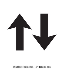 Black Arrows pointing up and down, A small two-way black direction symbol.