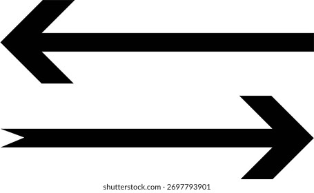 Black arrows pointing in opposite directions on white background