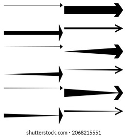 Las flechas negras apuntan a la derecha. conjunto de elementos de forma de flecha