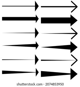 Black arrows pointing right. Arrow shape element set