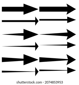 Black arrows pointing right. Arrow shape element set
