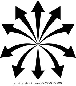 Black arrows radiating from the center