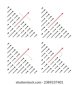 black arrows and red arrows. hand drawn arrow signs. arrow signs for success, growth, development, economy, business