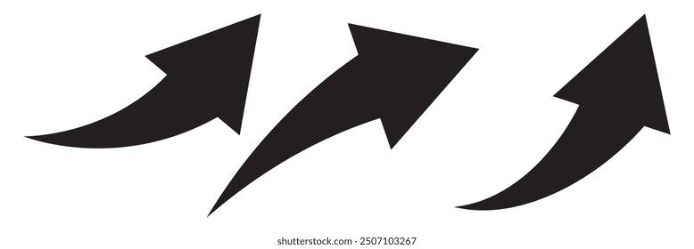 Black arrows set. Curved arrows. Arrow sign. Flat style icons.