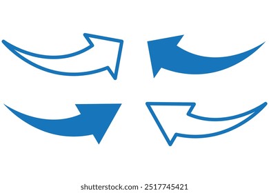 Black arrows set. Curved arrows. Arrow sign. Flat style icons.