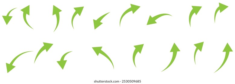 Black arrows set. Curved arrows. Arrow sign. Flat style icons.
