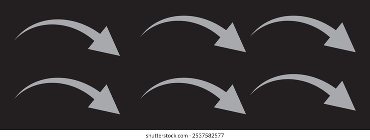 Black arrows set. Curved arrows. Arrow sign. Flat style icons. design eps 10 