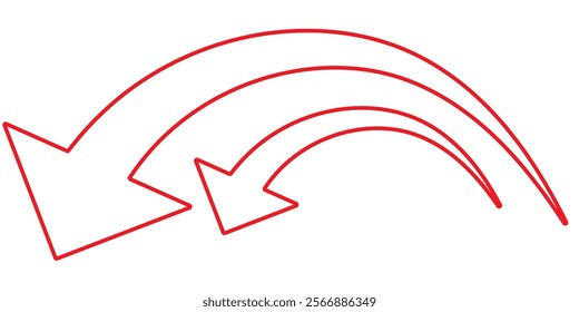 Black arrows set. Curved arrows. Arrow sign. Curved arrow pointing right. Black and red arrow.