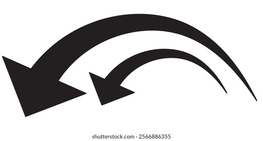 Black arrows set. Curved arrows. Arrow sign. Curved arrow pointing right. Black and red arrow.