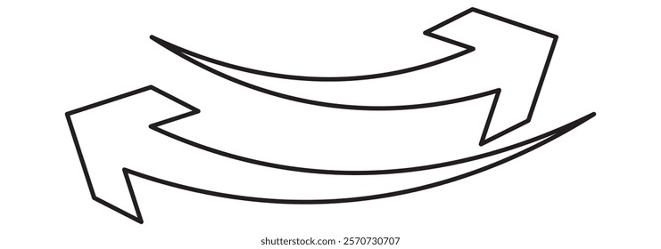 Black arrows set. Curved arrows. Arrow sign. Flat style icons.