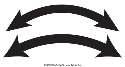 Black arrows set. Curved arrows. Arrow sign. Curved arrow pointing right. Black and red arrow.