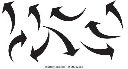 Black arrows set. Curved arrows. Arrow sign. Flat style icons . 1176