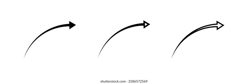 Black arrows set. Curved arrows. Arrow sign set. 
