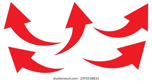 Black arrows set. Curved arrows. Arrow sign. Curved arrow pointing right. Black and red arrow.