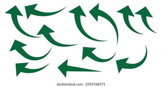 Black arrows set. Curved arrows. Arrow sign. Curved arrow pointing right. Black and red arrow.